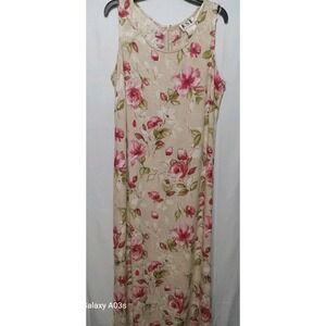 KSL‎ Vintage Size 14W Rayon Floral Print 2 Side Slit Long Maxi Dress